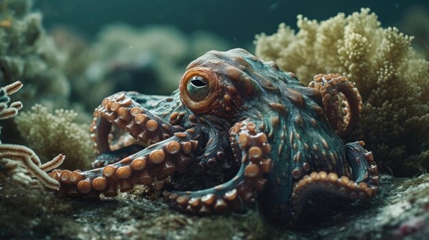 Illustrazione di una carpa nell'oceano