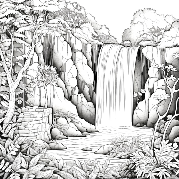 illustrazione di una cascata