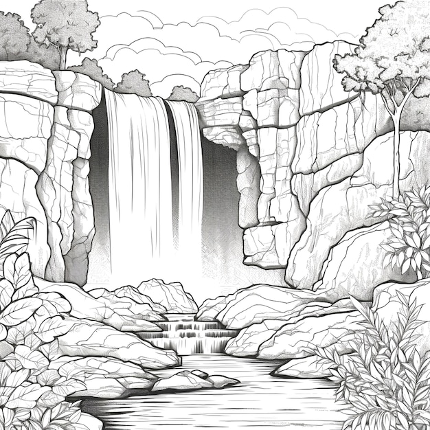 illustrazione di una cascata