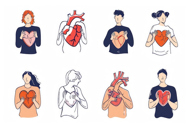 Illustrazione di una collezione di un uomo con un cuore