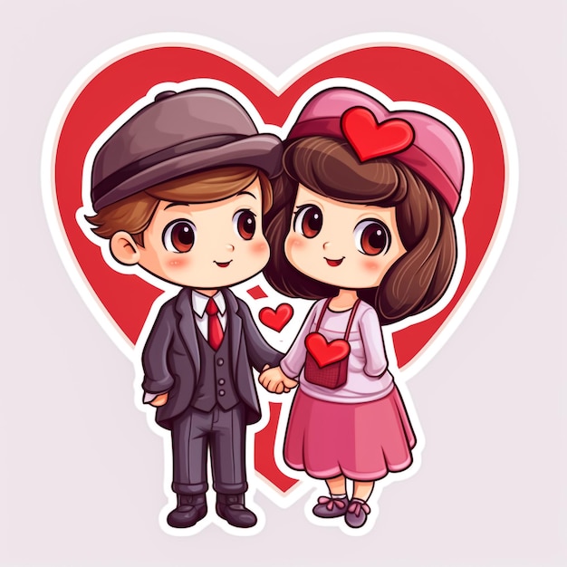 Illustrazione di una coppia di cartoni animati nel giorno di San Valentino