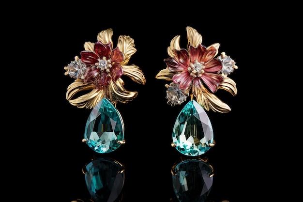 illustrazione di una coppia di orecchini di cristallo in pietre colorate