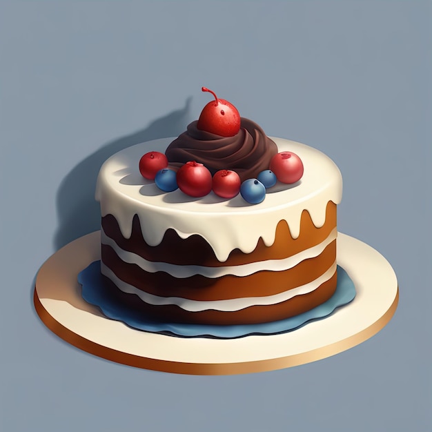 illustrazione di una deliziosa torta con cioccolato e fragoleillustrazione di una torta con frutti di bosco e