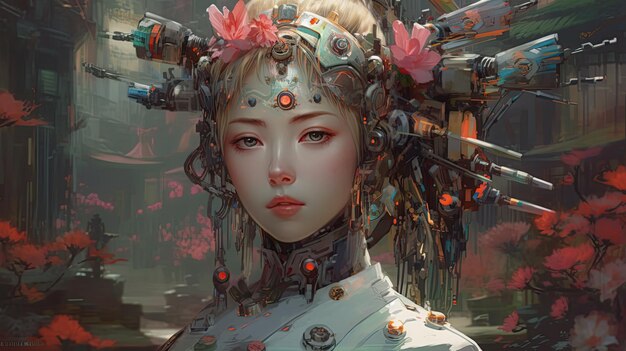 Illustrazione di una donna Fantasy e arte astratta AI Generato