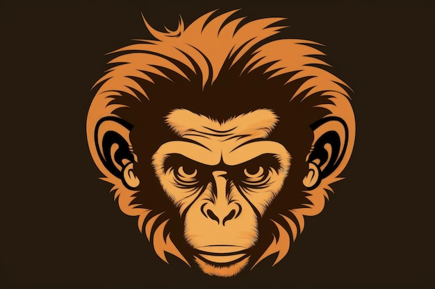Illustrazione di una faccia di scimmia in stile cartone animato IA generativa