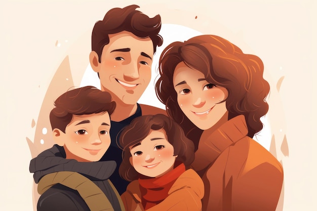 Illustrazione di una famiglia allegra