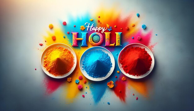 Illustrazione di una felicità di holi con polveri colorate