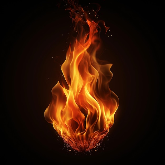 illustrazione di una fiamma di fuoco ardente su sfondo nero
