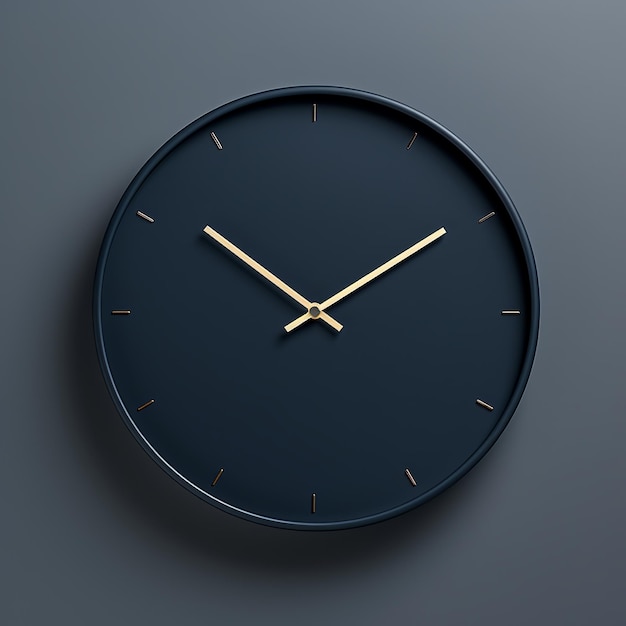 illustrazione di una fotografia di un modello di orologio sul muro in blu scuro