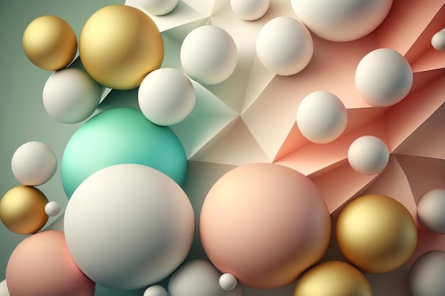 Illustrazione di una geometria astratta di sfere in colori pastello Generazione AI