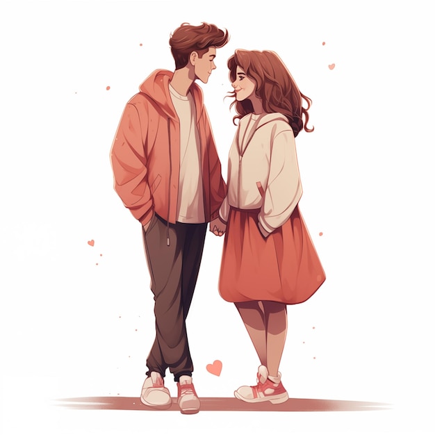 illustrazione di una giovane coppia felice che cammina il giorno di San Valentino