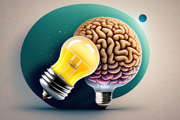 Illustrazione di una lampadina con il cervello