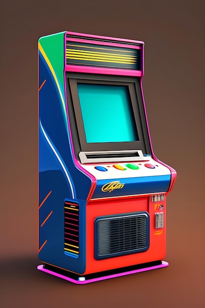 Illustrazione di una macchina arcade negli anni '80 in primo piano