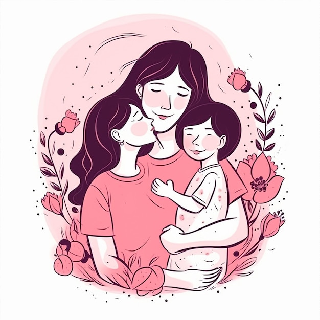 Illustrazione di una madre e del suo bambino