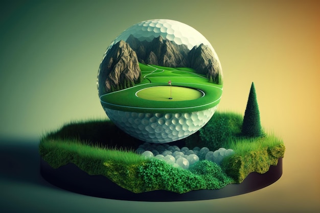 Illustrazione di una pallina da golf in stile 3d Concetto di sport futuristico AI generazione