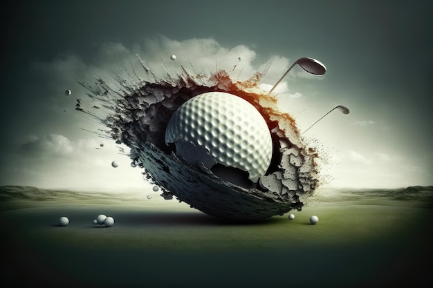 Illustrazione di una pallina da golf in stile 3d Concetto di sport futuristico AI generazione