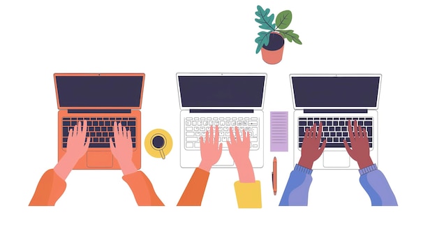 Illustrazione di una persona che scrive su un computer portatile