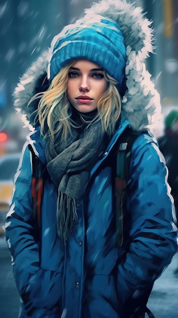 illustrazione di una ragazza carina ragazza nella neve