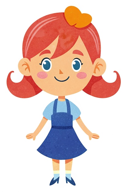 Illustrazione di una ragazza carina su sfondo bianco per un libro per bambini