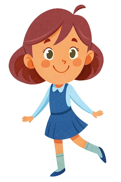 Illustrazione di una ragazza carina su sfondo bianco per un libro per bambini