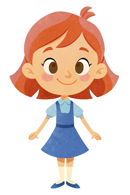 Illustrazione di una ragazza carina su sfondo bianco per un libro per bambini