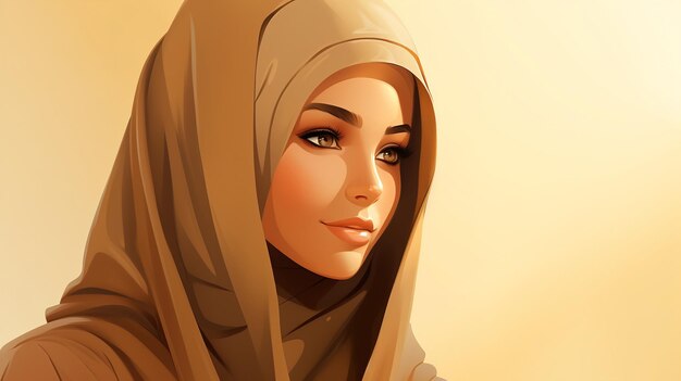 Illustrazione di una ragazza con un hijab abito tradizionale arabo