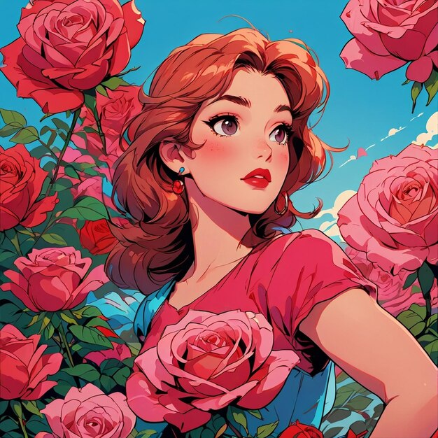 illustrazione di una rosa DC COMIC stile 90 stile fumetto dettaglio 3K