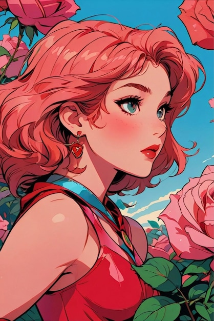 illustrazione di una rosa DC COMIC stile 90 stile fumetto dettaglio 3K