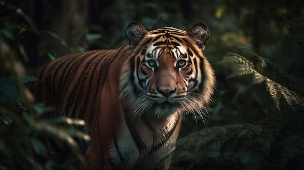 Illustrazione di una tigre nel mezzo della foresta