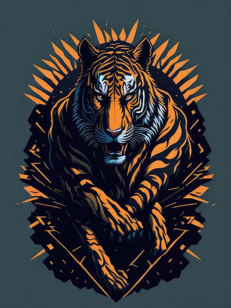 Illustrazione di una tigre serena seduta con gli occhi chiusi creata con la tecnologia Generative AI