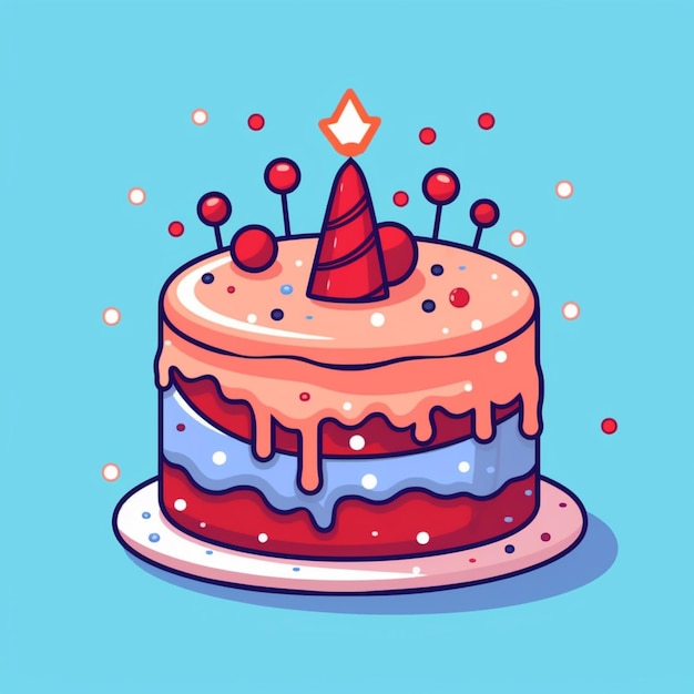 illustrazione di una torta di compleanno con una candela in cima ai generativa