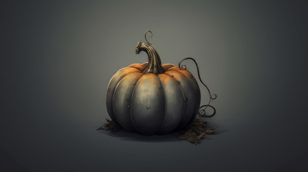 Illustrazione di una zucca nei toni del grigio scuro