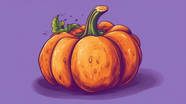 Illustrazione di una zucca nei toni viola