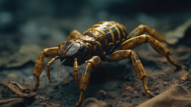 Illustrazione di uno scorpione in mezzo alla foresta