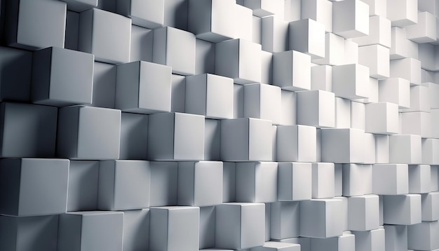 Illustrazione di uno sfondo di blocchi di costruzione cubici bianchi e grigiastri Generativo ai