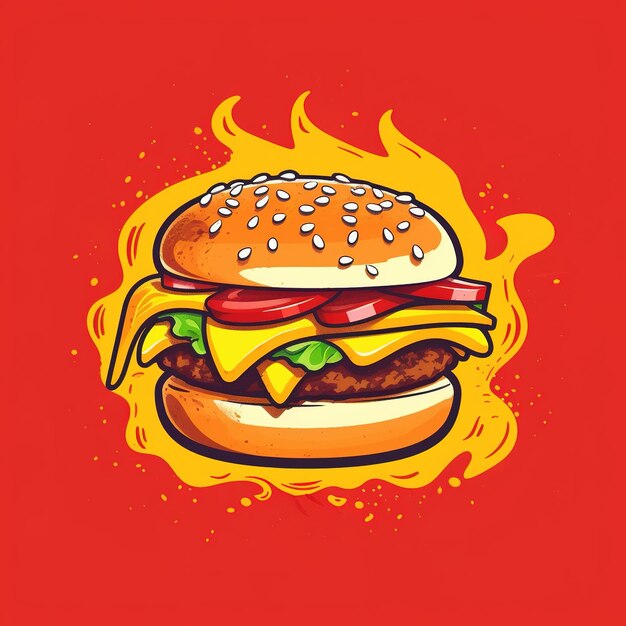 illustrazione di uno stile cartone animato hamburger