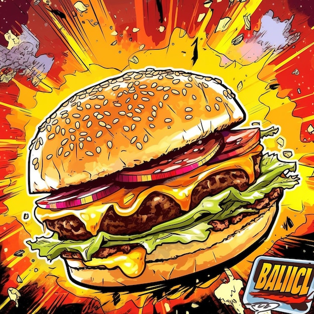 illustrazione di uno stile cartone animato hamburger