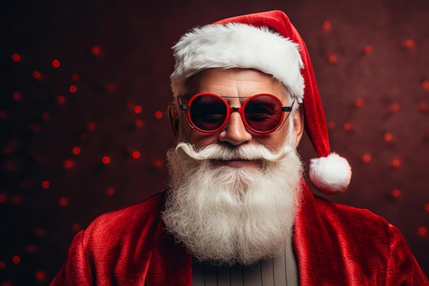 illustrazione di uomo anno divertente rosso alla moda occhiali di Natale di Babbo Natale