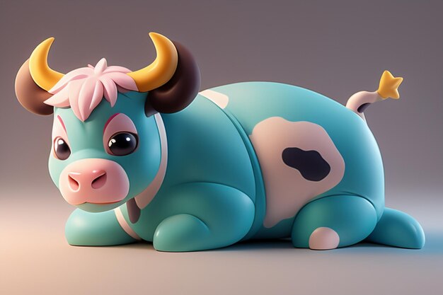 Illustrazione di vacca da latte rendering 3D icona carattere gioco cartone animato carino mucca da latte pubblicità animale