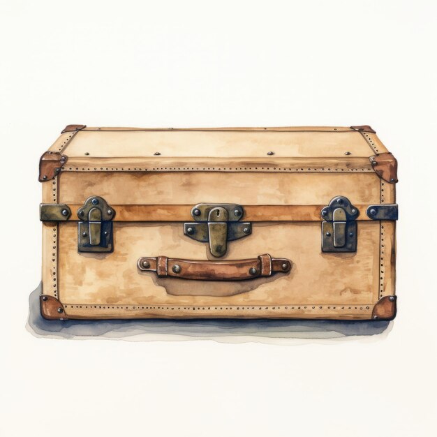 Illustrazione di valigie ad acquerello ispirata allo steampunk