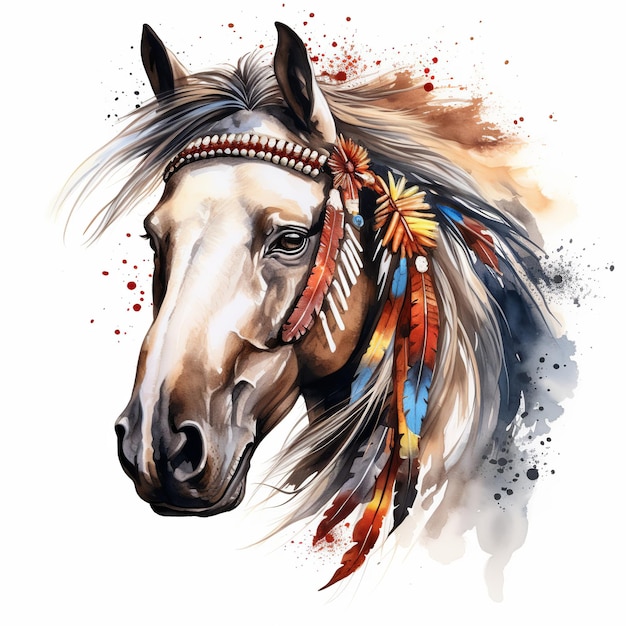 illustrazione di Vector un disegno di un cavallo con piume sulla testa