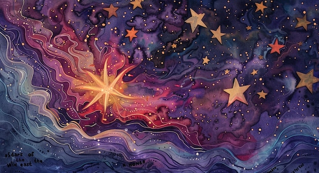 Illustrazione di vernice sullo sfondo della galassia spaziale