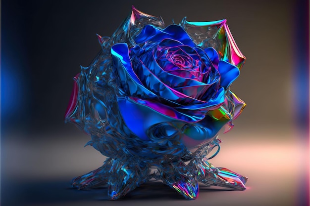 Illustrazione di vetro rosa blu 3d