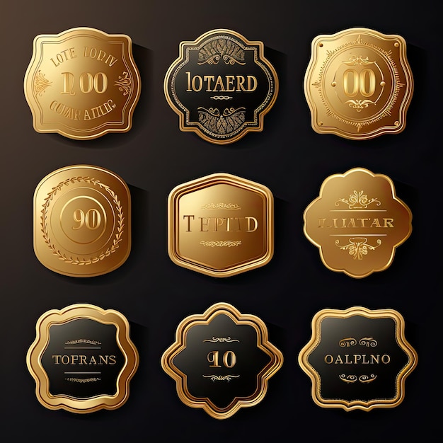 Illustrazione di vettore della raccolta dei distintivi e delle etichette di alta qualità dell'oro di lusso