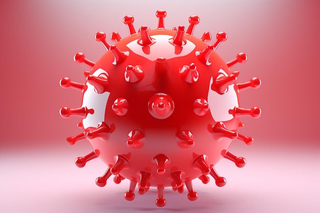 Illustrazione di virus rosso 3D