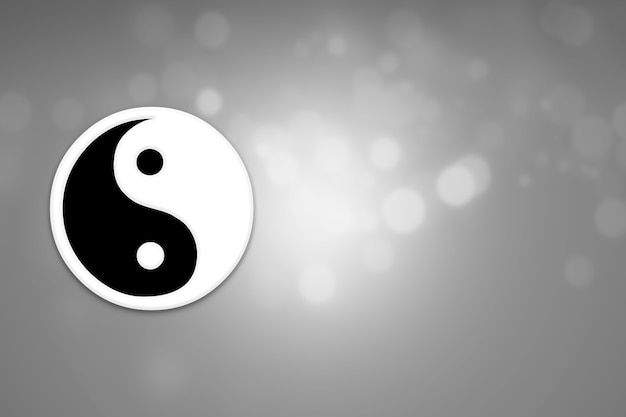 Illustrazione di yin yang su sfondo grigio