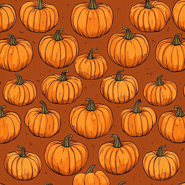 illustrazione di zucca a tema caduta con motivo senza cuciture su uno sfondo arancione