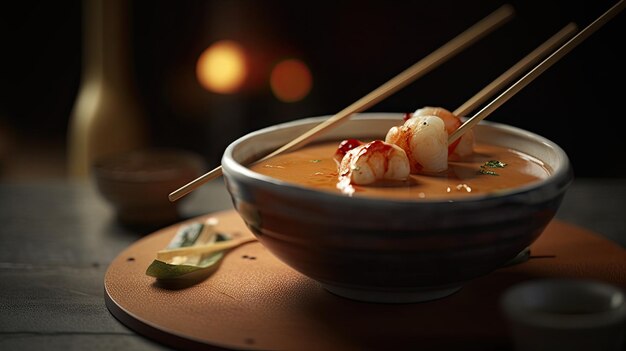 illustrazione di zuppa di cibo che sembra calda e deliziosa in una grande ciotola