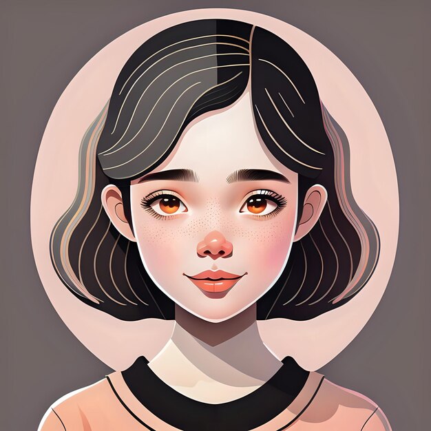 Illustrazione digitale a capelli corti di ragazza in colori pastello ritratto di ragazza modello avatar generativo ai