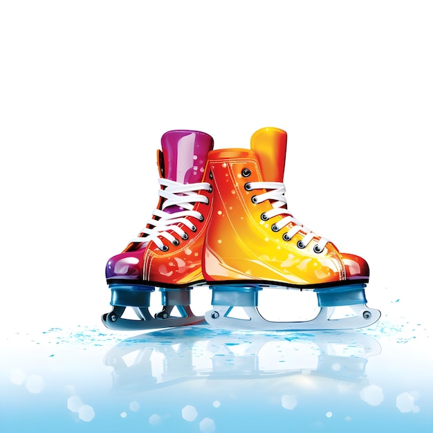 Illustrazione digitale colorata a mano di Skates Scarpe per il pattinaggio su ghiaccio nella stagione invernale sport sulla neve